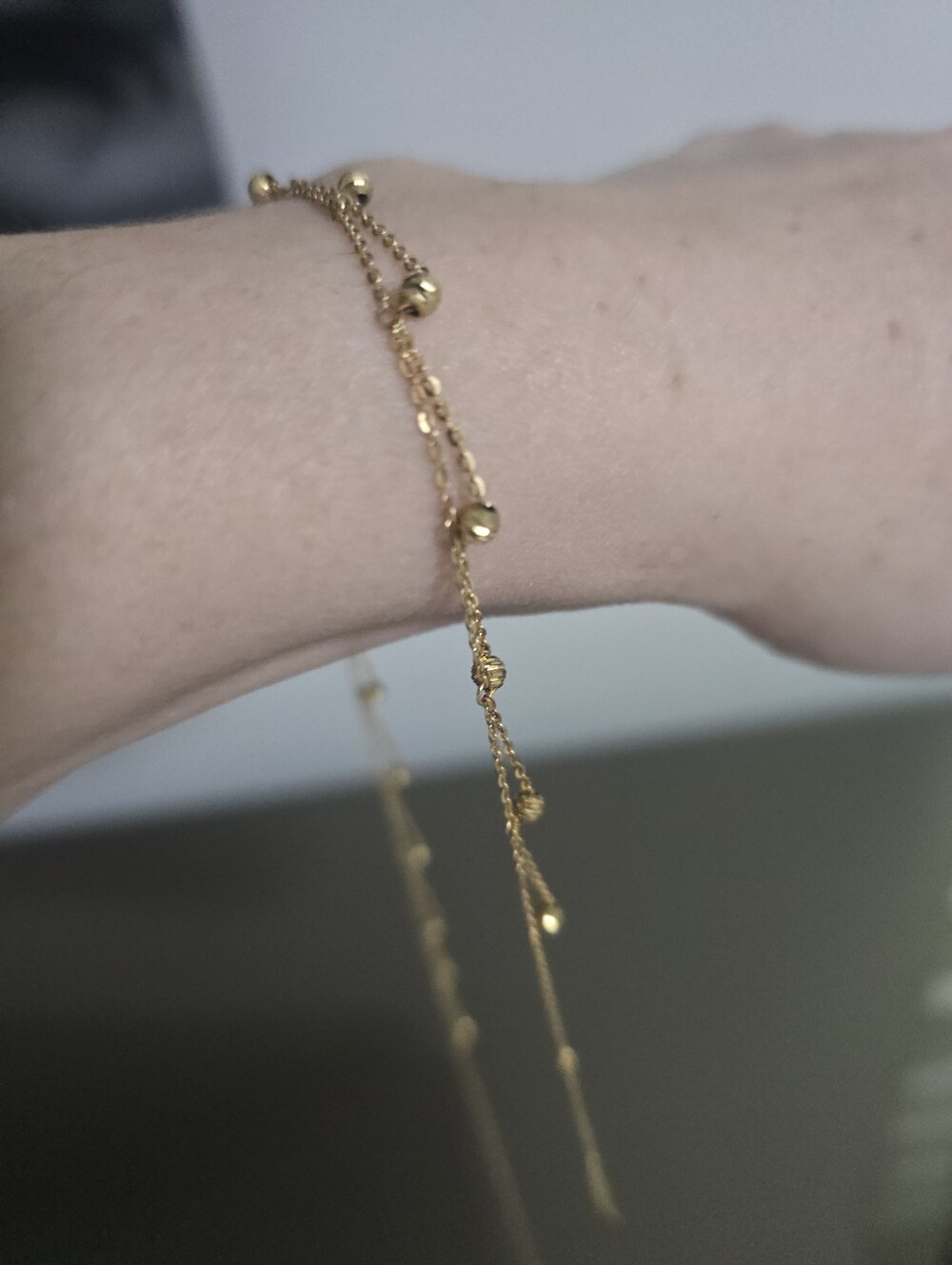 14 K Gold Teardrop Beaded Chain Necklace - Women's Jewelry - Picture 10 of 14
